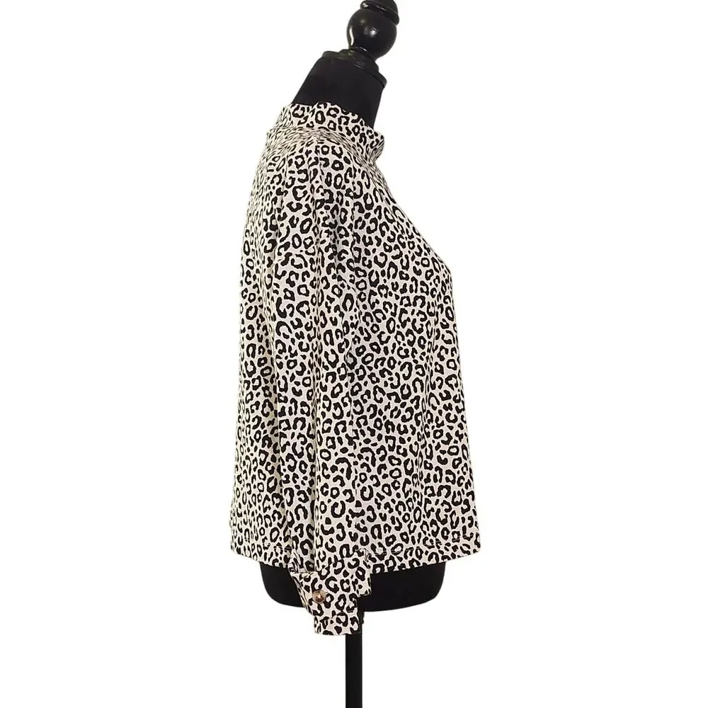 ANN TAYLOR Mock Neck Animal Print Sweater, Size Medium